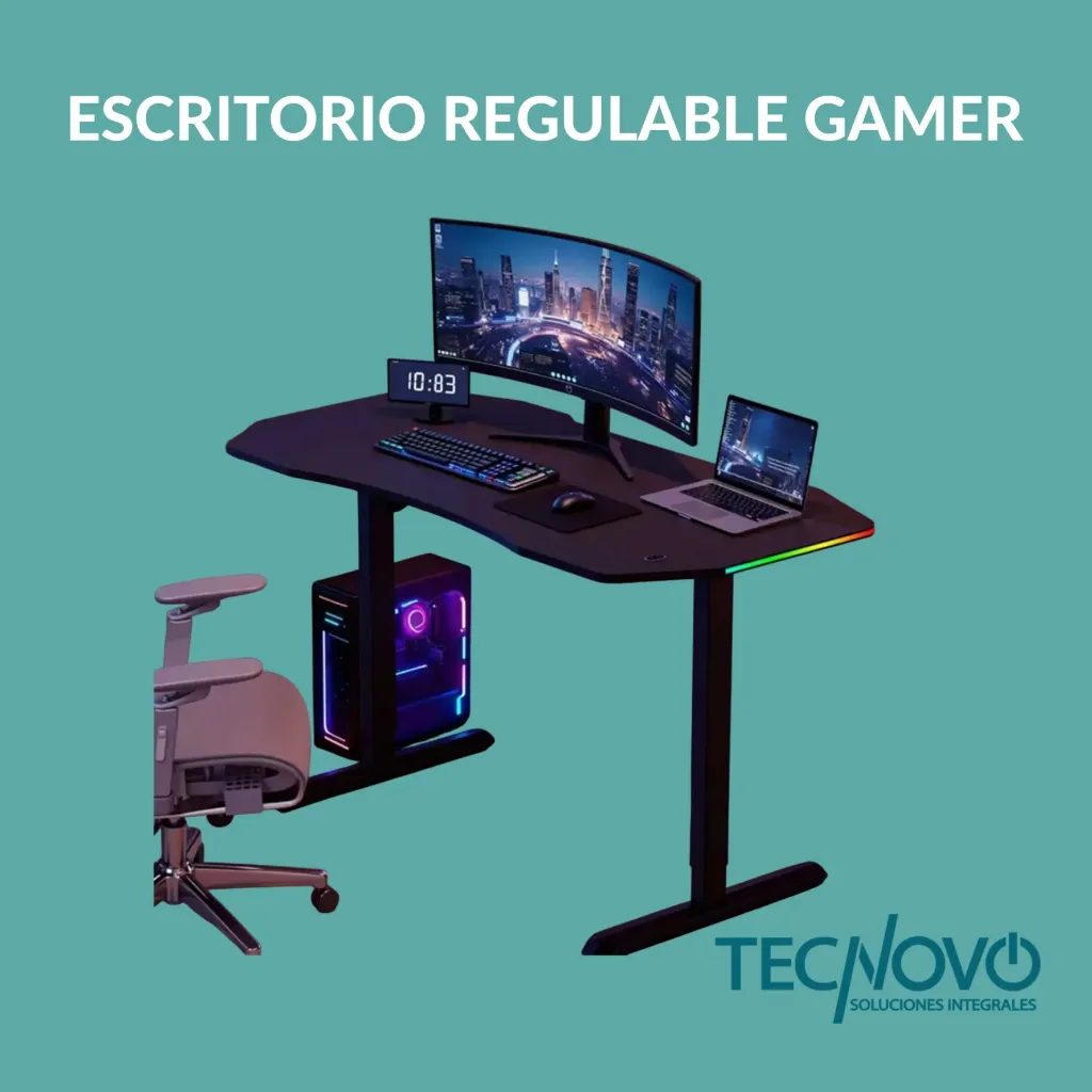Escritorio de pie Eléctrico Regulable Gamer SJZ01-22R-DJ01 140x70 cm Fibra de Carbono