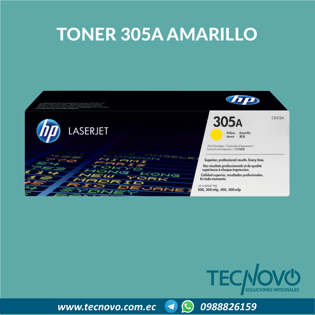 Toner HP 305A ORIGINAL para impresora HP LaserJet Pro 300 y 400