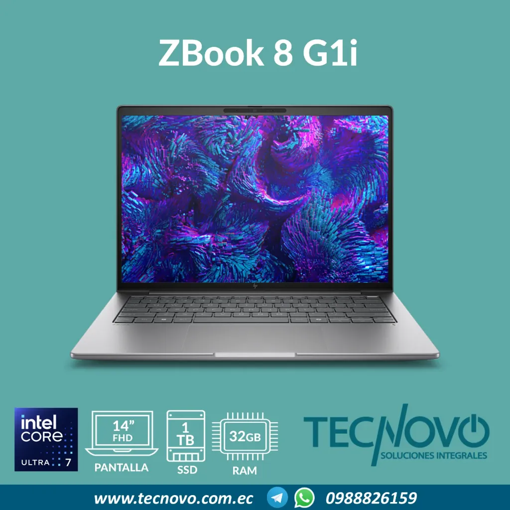 Laptop HP ZBook 8 G1i Intel Core Ultra 7 255H 32GB 1TB SSD RTX 500-4GB 14" FHD