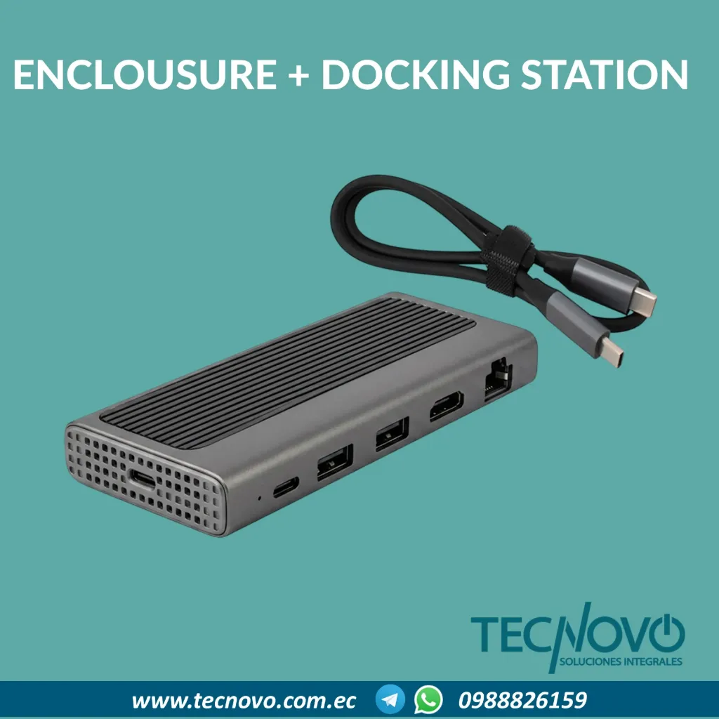 Enclosure SSD y Docking Station M.2 NVMe HDMI 4K Ethernet USB A-C