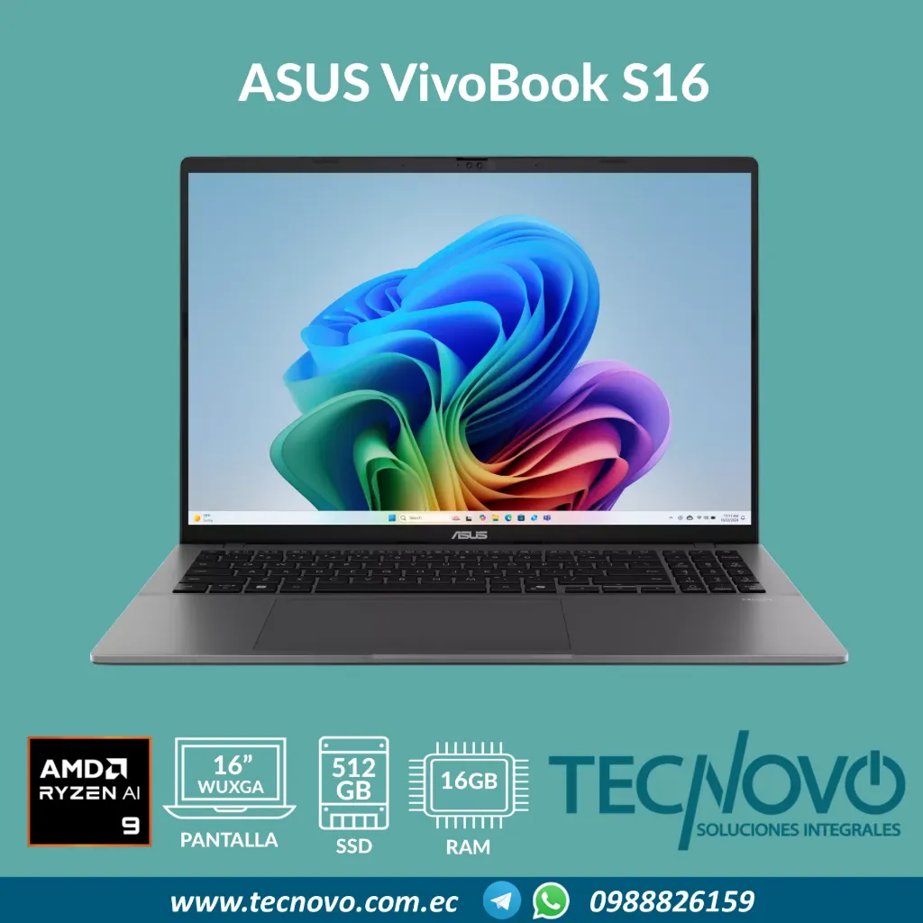 Laptop ASUS VivoBook S16 AMD Ryzen 9 270 16GB 512GB SSD 16" WUXGA