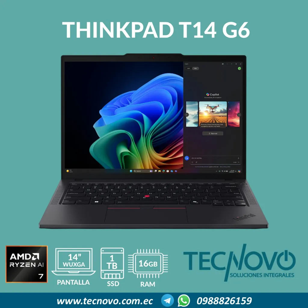Laptop LENOVO Thinkpad T14 G6 AMD Ryzen AI 7 PRO 350 16GB 1TB-SSD 14" WUXGA