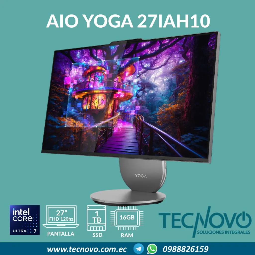 Computador AIO LENOVO Yoga 27IAH10 Intel Core Ultra 7 255H 16GB 1TB-SSD 27" FHD 120hz