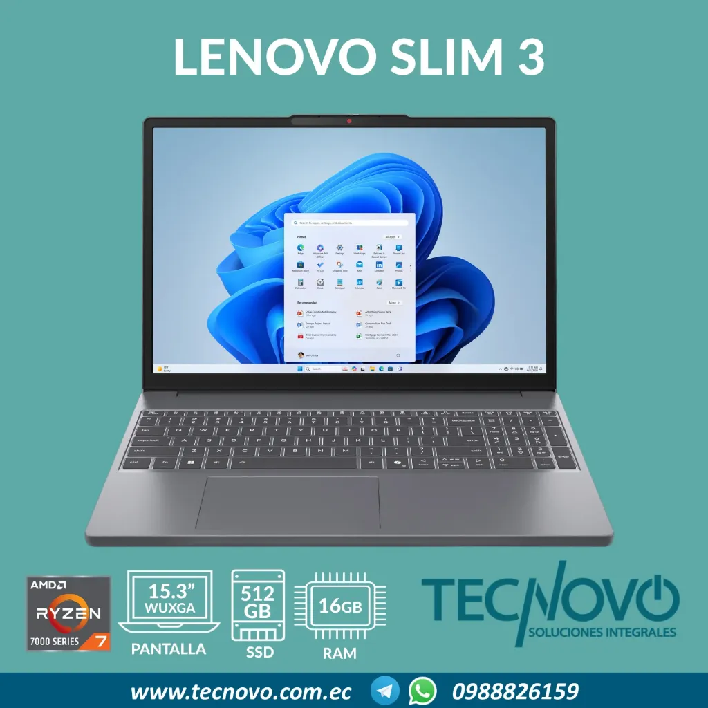Laptop Lenovo Ideapad Slim 3 15ARP10 AMD Ryzen 7 7735HS 16GB 512GB-SSD 15.3 FHD