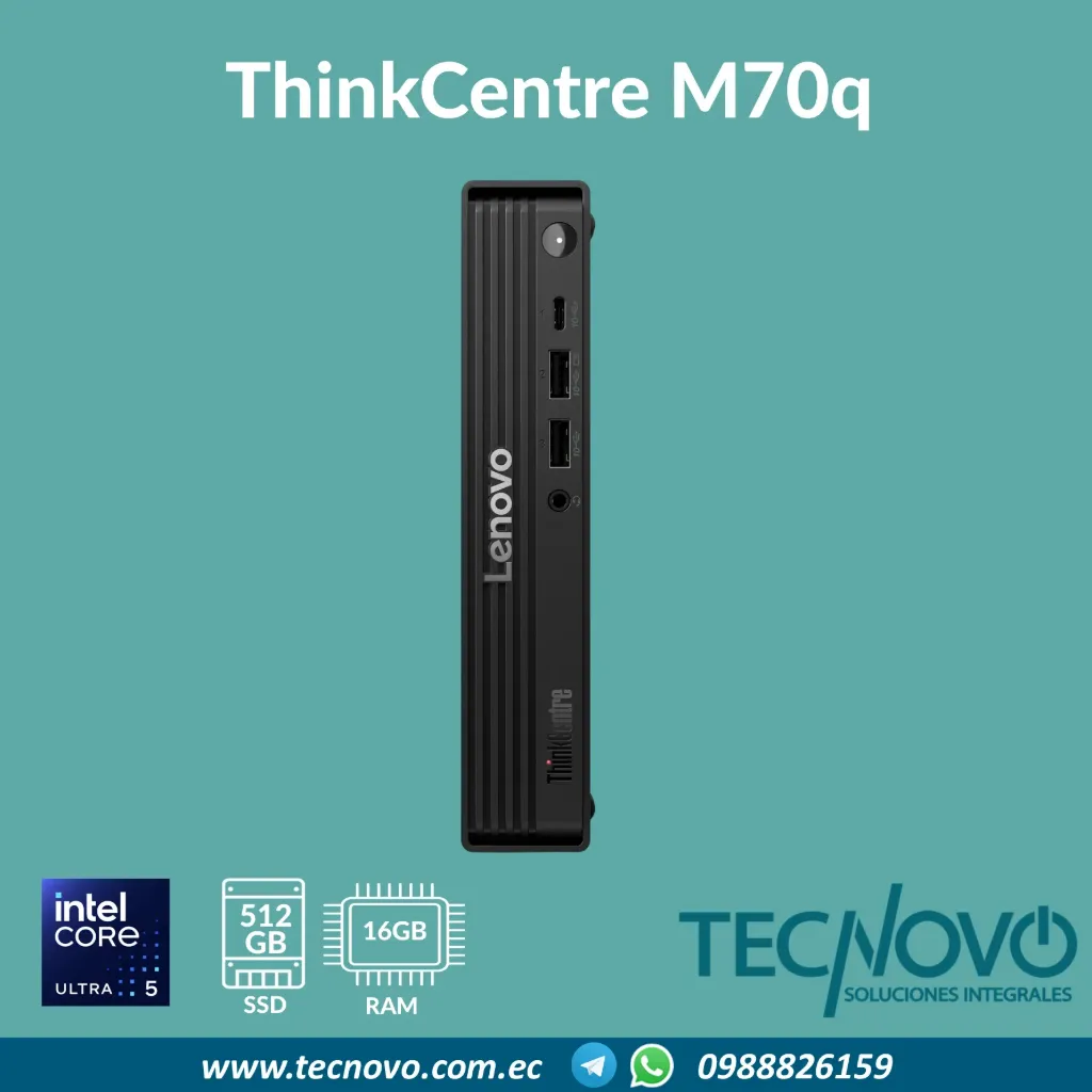 Computador LENOVO ThinkCentre M70q Intel Core Ultra 5 255T 16GB 512GB SSD W11