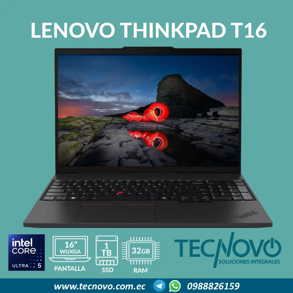 Laptop LENOVO ThinkPad T16 G4 Intel Core Ultra 5 255U IA 32GB 1TB 16" WUXGA