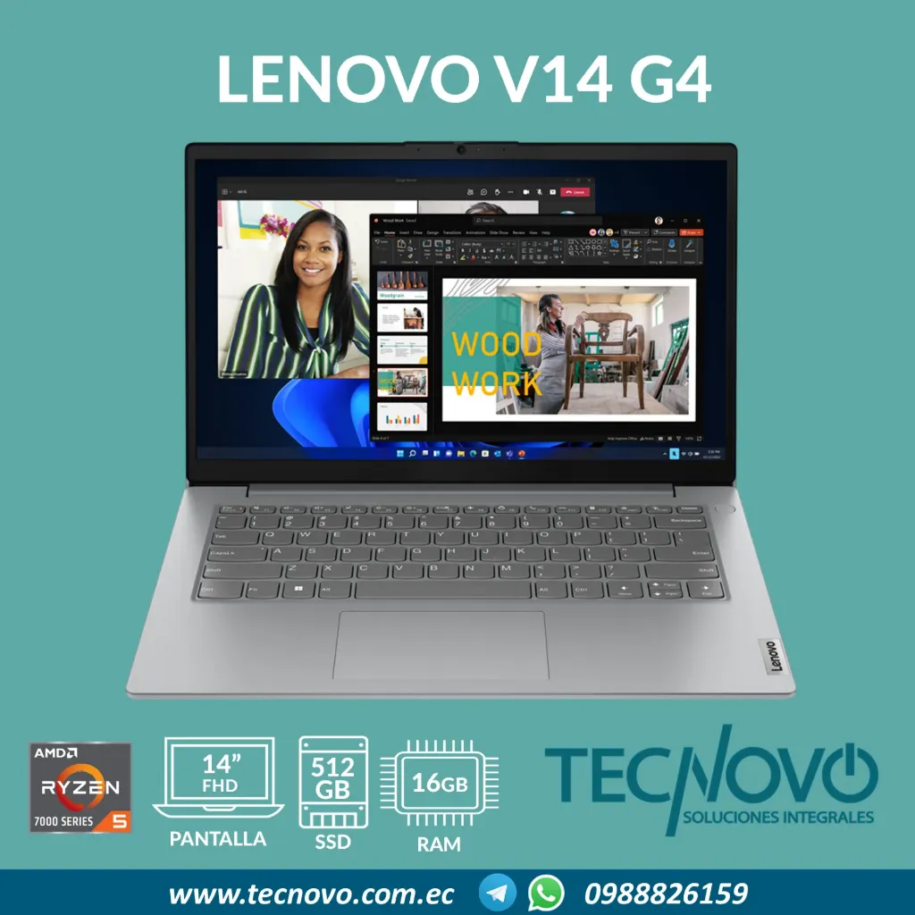 Laptop LENOVO V14 G4 AMN AMD Ryzen 5-7520U 16GB 512GB RJ-45 14" FHD