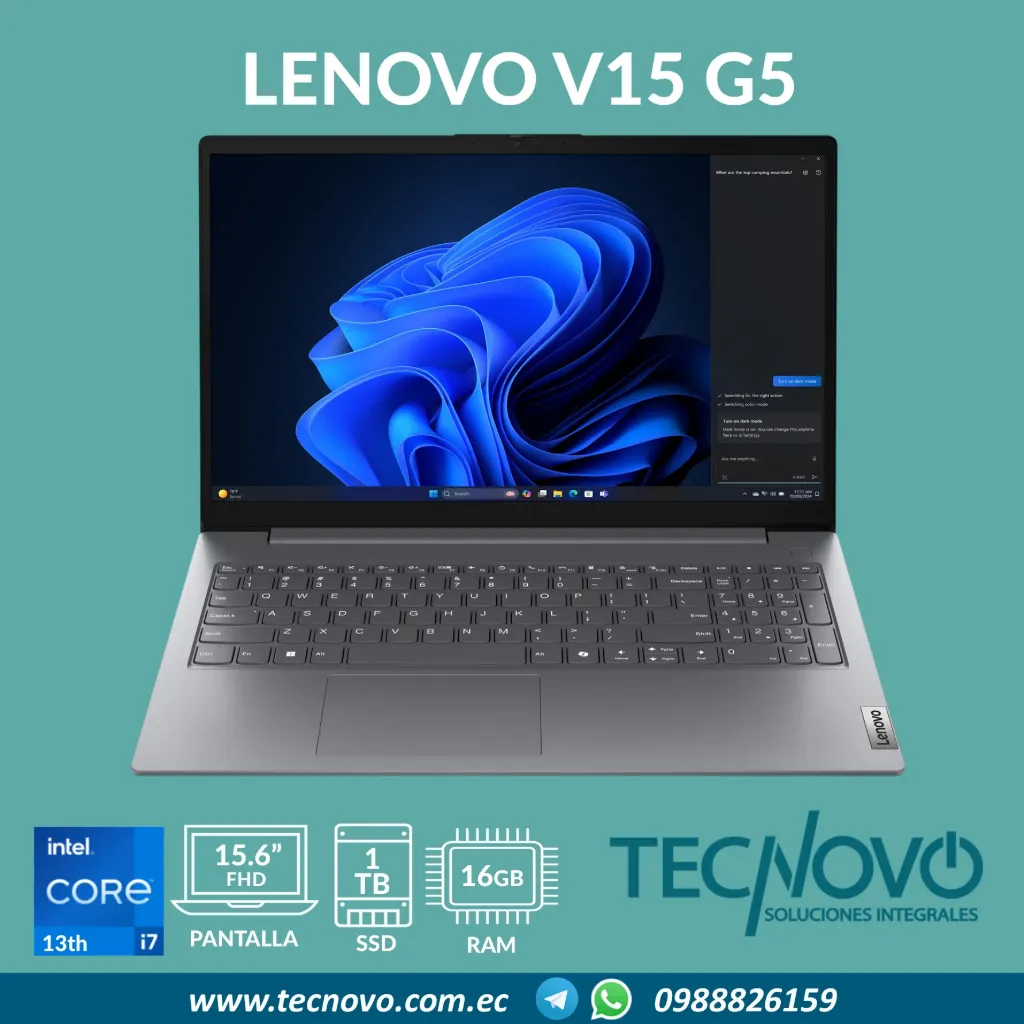 Laptop LENOVO V15 G5 IRL Intel Core I7-13620H 16GB 1TB RJ-45 15.6" FHD + MOCHILA