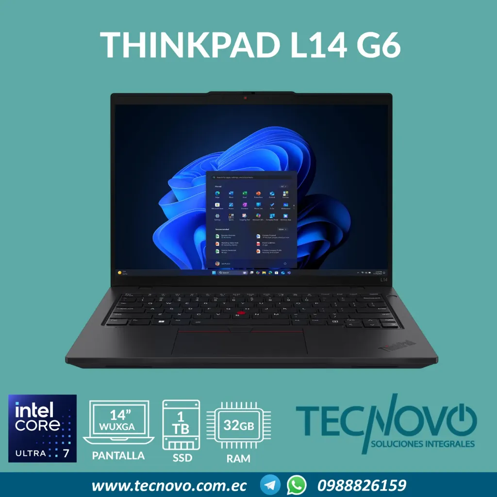 Laptop LENOVO ThinkPad L14 G6 Intel Core Ultra 7 255U 32GB 1TB 14" WUXGA