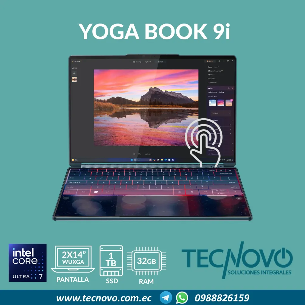 Laptop Lenovo Yoga Book 9i Intel Core Ultra 7 255H IA 32GB 1TB 2x14" 2.8K OLED TACTIL