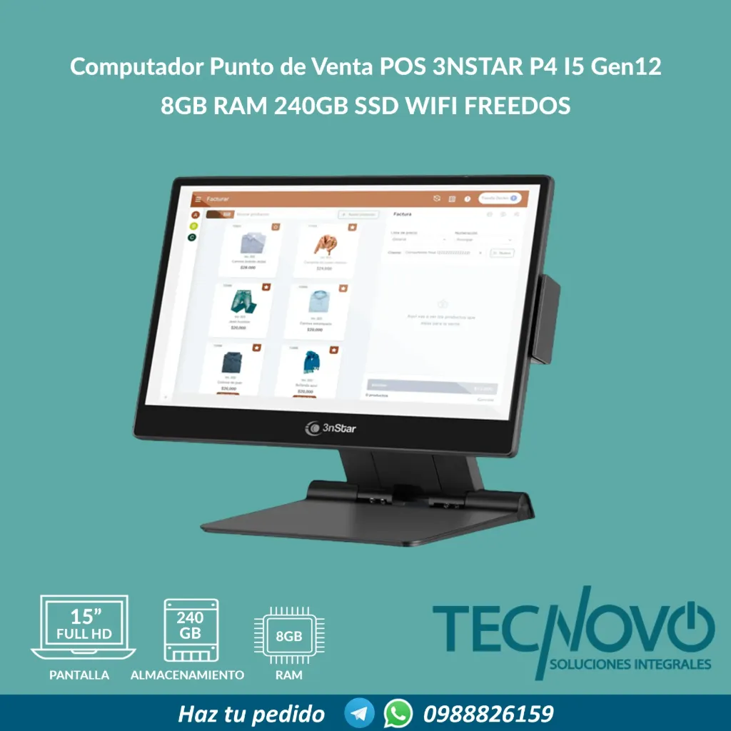 Computador Punto de Venta POS 3NSTAR P4 I5 Gen12 8GB RAM 240GB SSD WIFI FREEDOS
