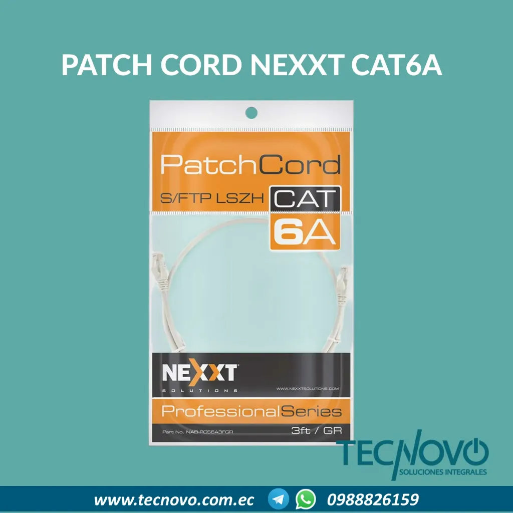 Patch Cord NEXXT CAT6A S/FTP 3FT NAB-PCS6A3FGR