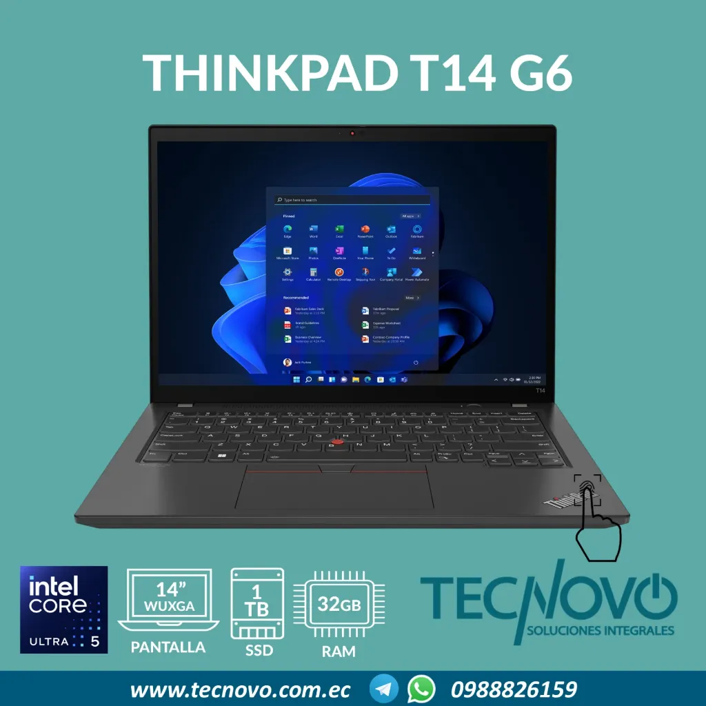 Laptop LENOVO Thinkpad T14 G6 Intel Core Ultra 5 255U 16GB DDR5 512GB-SSD 14" FHD