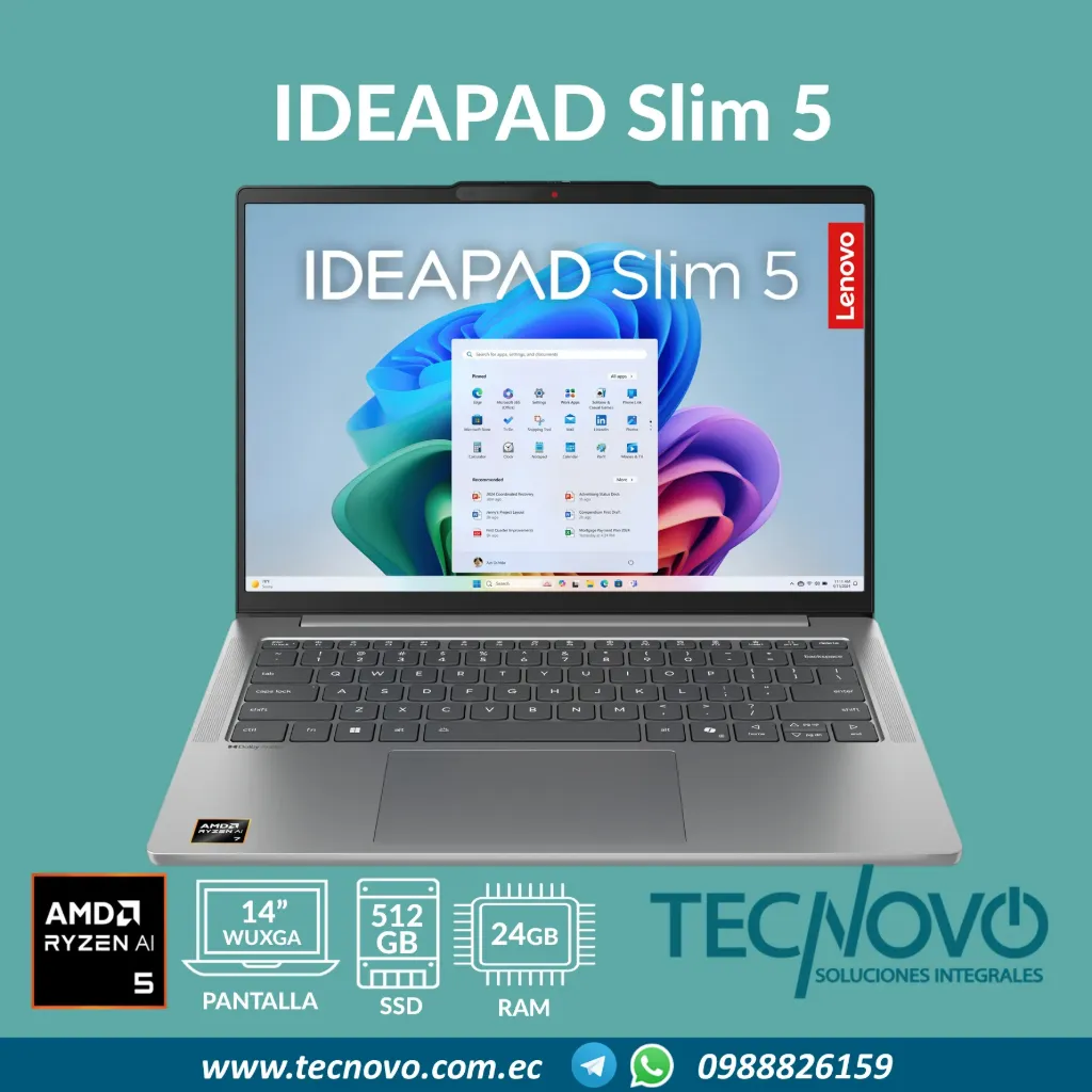Laptop Lenovo Ideapad Slim 5 14AKP10 AMD Ryzen AI 5 330 24GB 512GB 14" FHD 50 tops