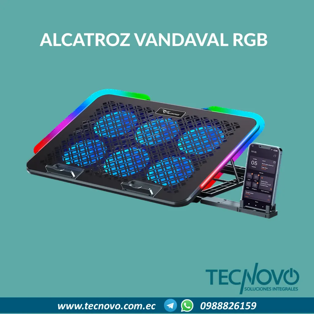 Ventilador para laptops Alcatroz Vendaval S3 RGB 6 Fans soporte para celular