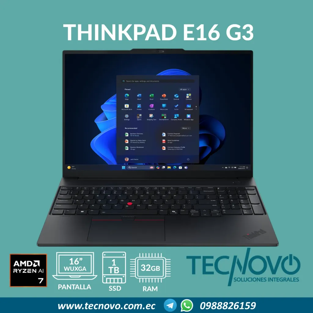 Laptop LENOVO ThinkPad E16 G3 AMD Ryzen 7 250 32GB 1TB 16" WUXGA