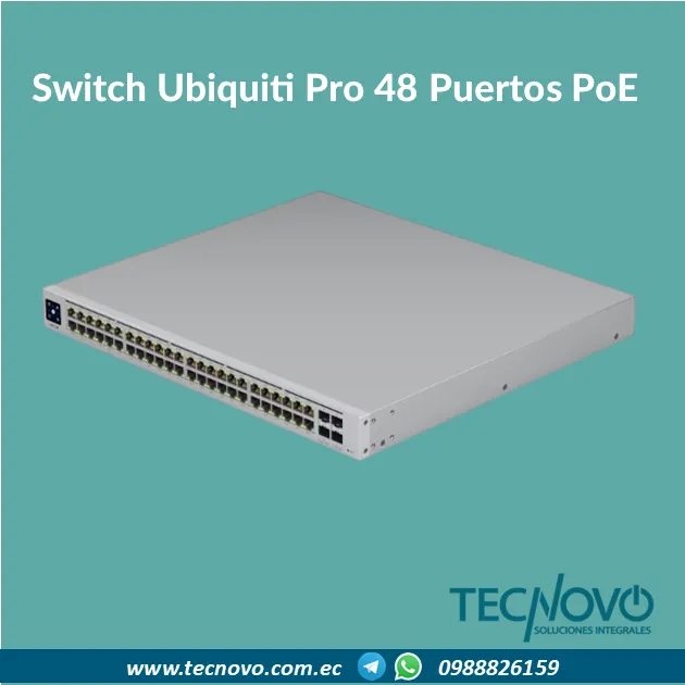 Switch Ubiquiti UniFi Pro 48 Puertos Gigabit POE + 4 SFP+ 10G