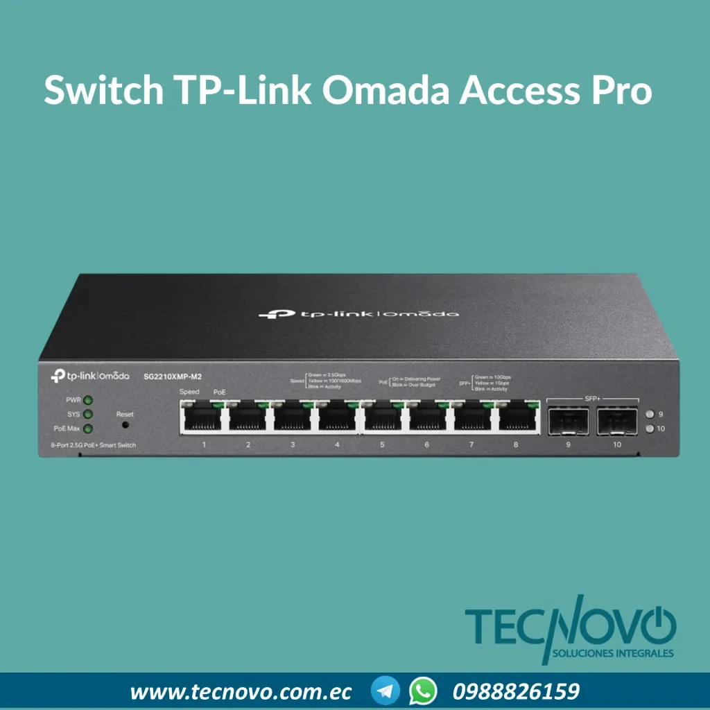 Switch TP-Link Omada 8 Puertos 2.5G PoE Plus + 2 SFP Plus 10G