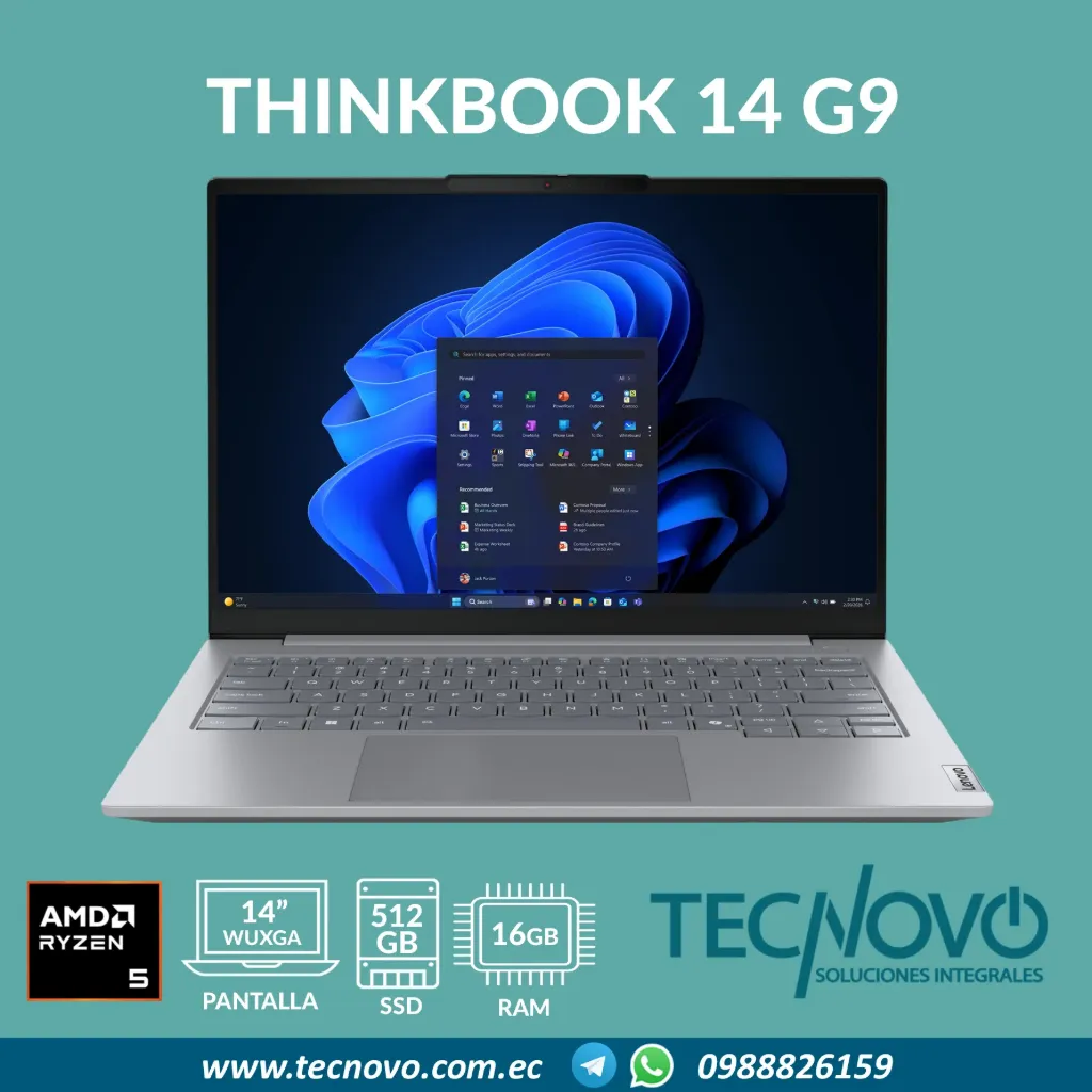 Laptop LENOVO Thinkbook 14 G9 AMD Ryzen 5 220 16GB DDR5 512GB-SSD 14" FHD
