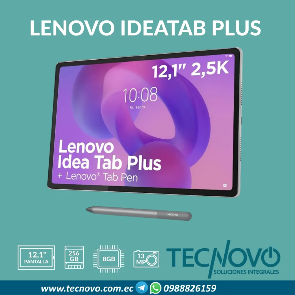Tablet LENOVO IdeaTab Plus 8GB 256GB 12.1" 2.5K Incluye ESTUCHE TECLADO + LAPIZ