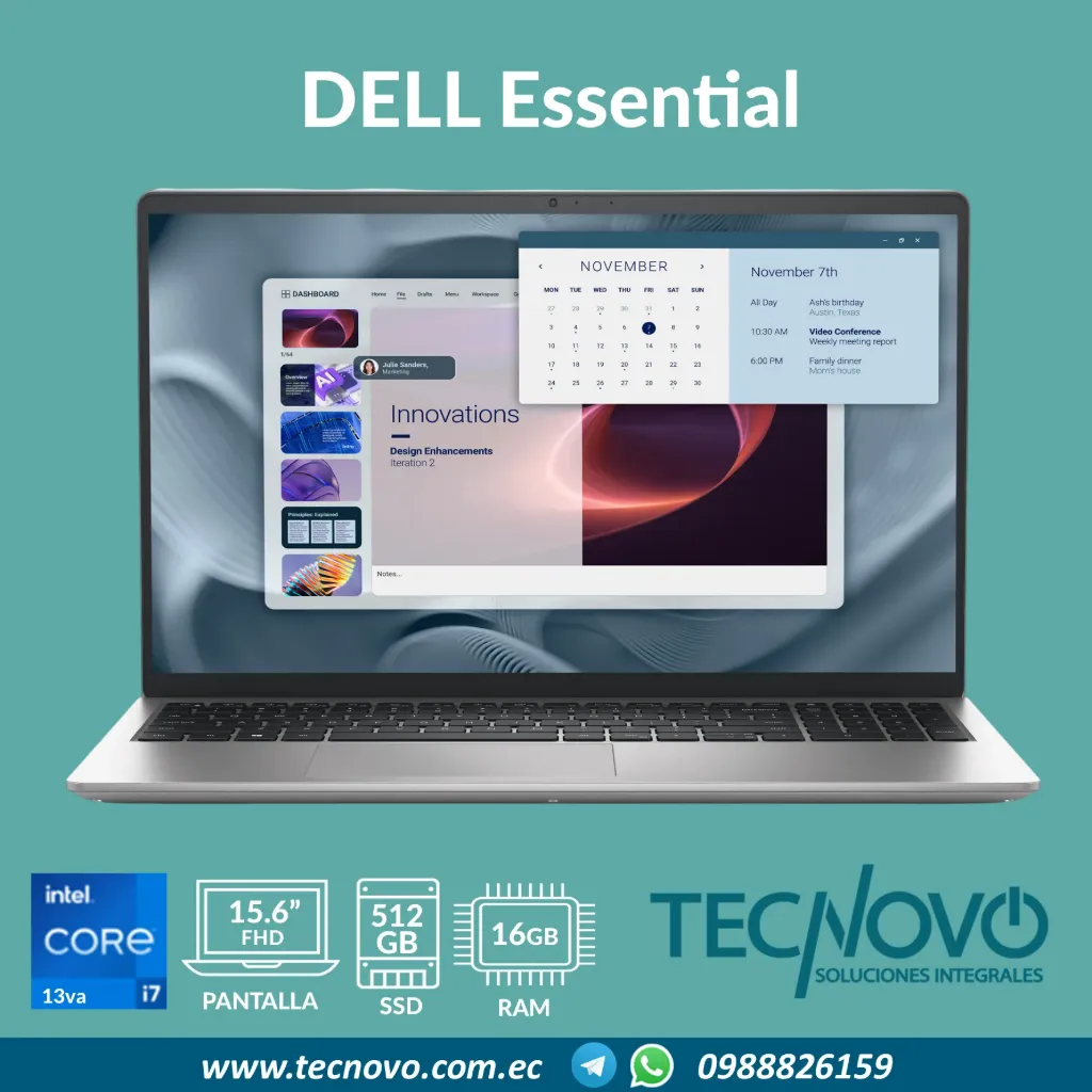 Laptop DELL Essential Intel Core I7-1355U 16GB 512GB SSD 15.6" FHD