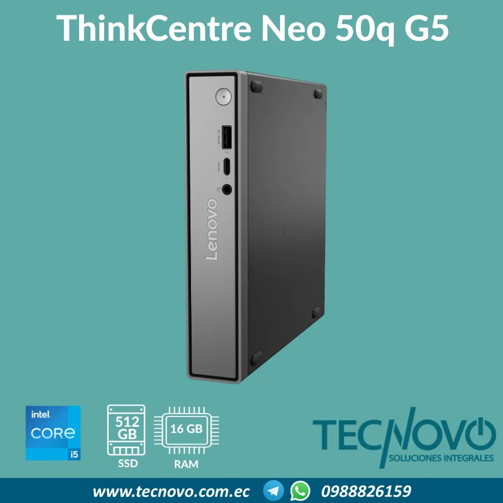 Computador LENOVO ThinkCentre Neo 50q G5 MFF Intel Core 5 210H 16GB 512GB SSD