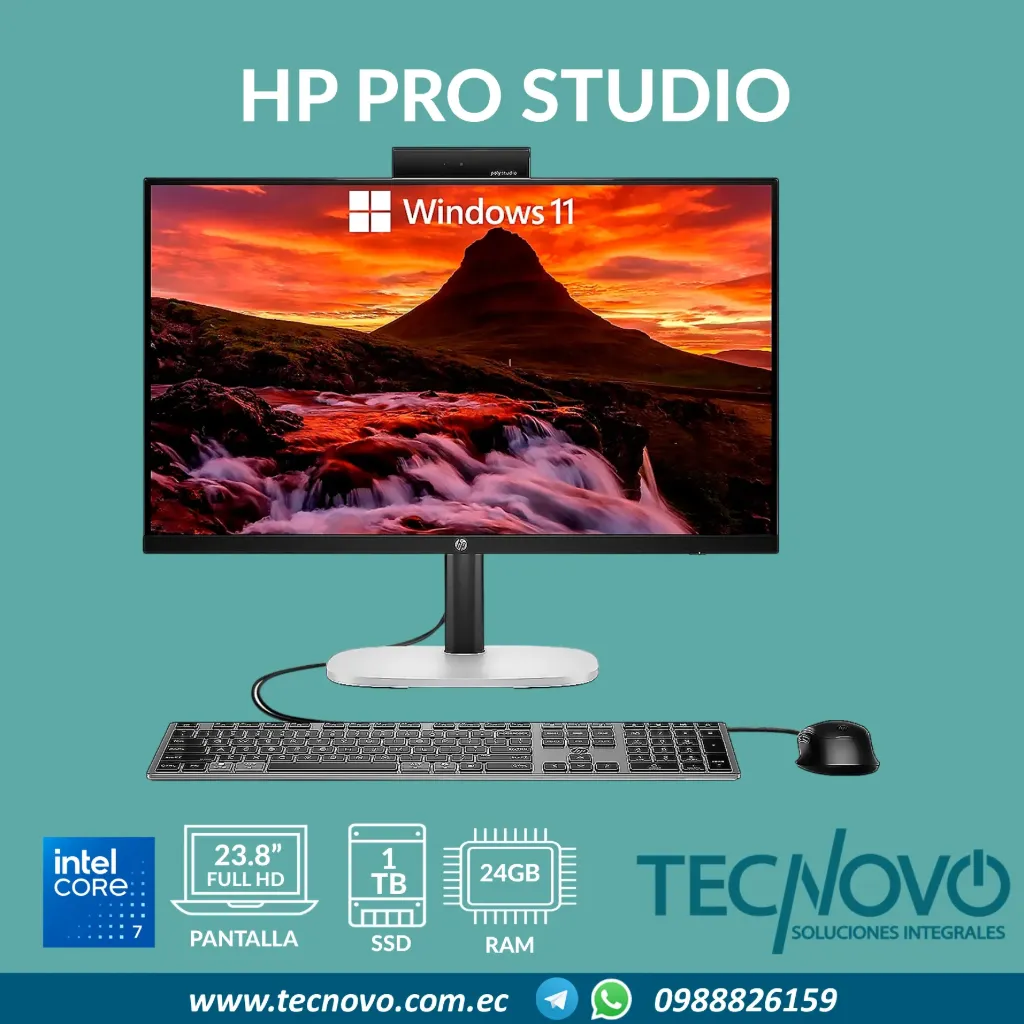 Computador AIO HP ProStudio 4 G1i Ultra 7 265 24GB 1TB 23.8" IPS FHD