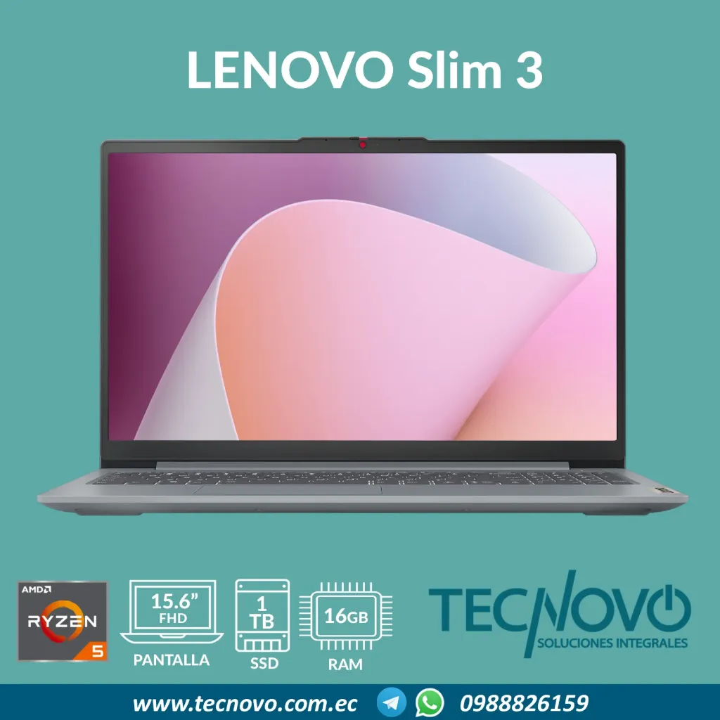 Laptop LENOVO Slim 3 15AMN8 AMD Ryzen 5 7520U 16GB DDR5 1TB 15.6" FHD