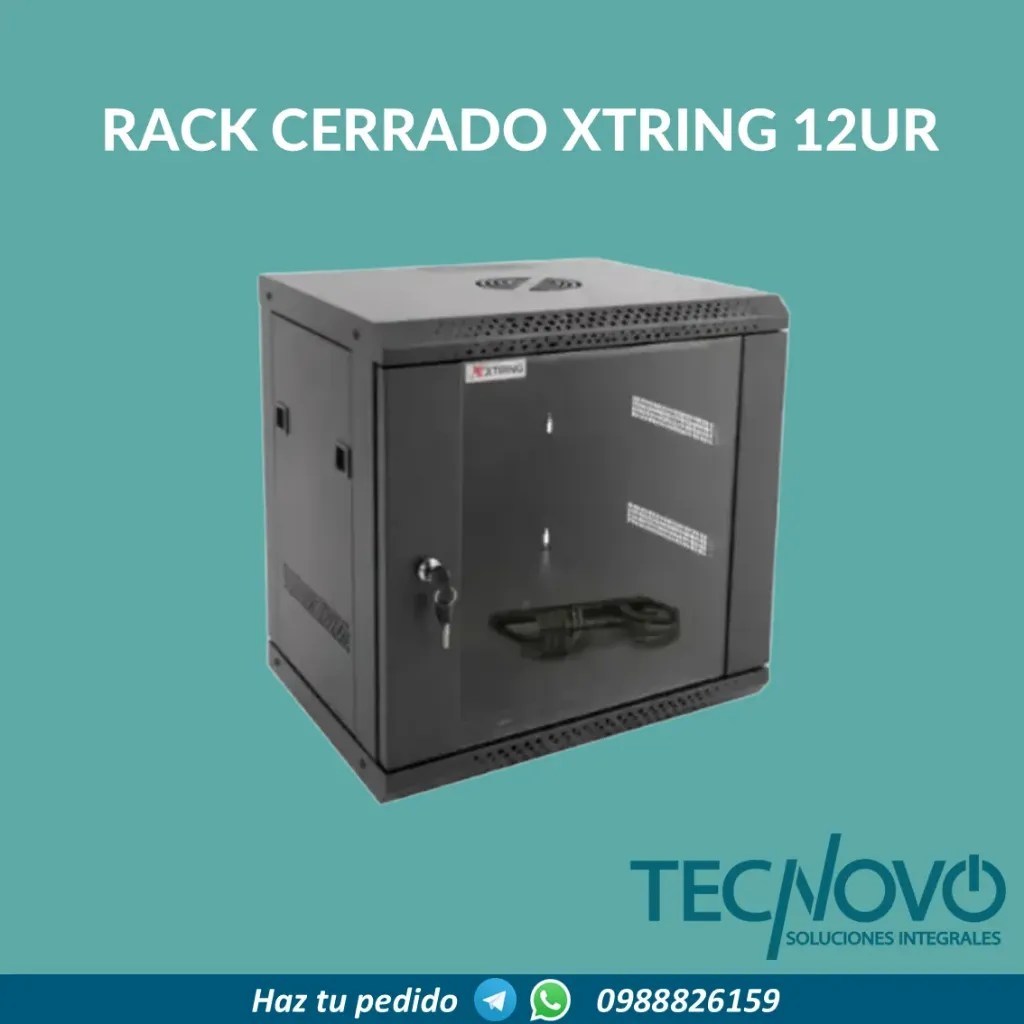 GABINETE RACK CERRADO XTRING XT-WMG6612 ABATIBLE DE PARED PUERTA VIDRIO 12UR
