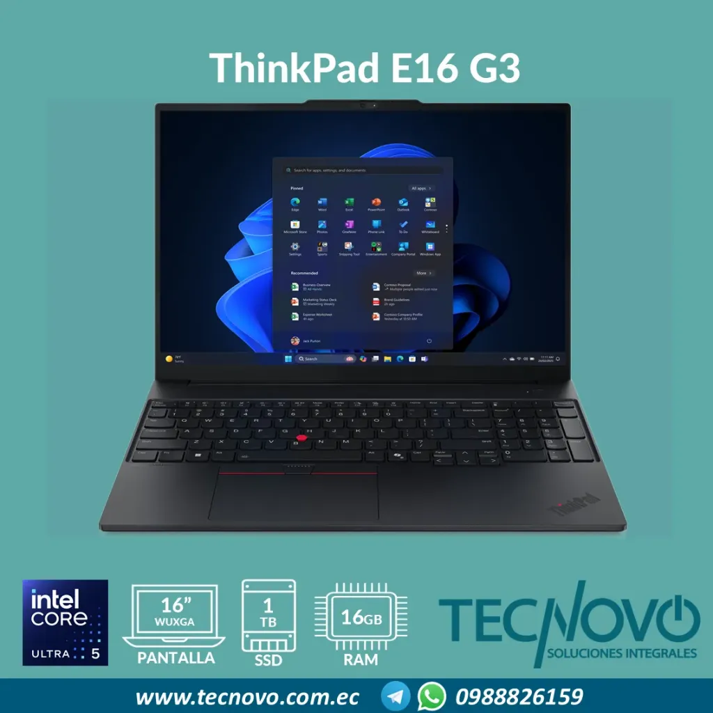 Laptop LENOVO ThinkPad E16 G3 Intel Core Ultra 5 225U 16GB 1TB-SSD 16" WUXGA
