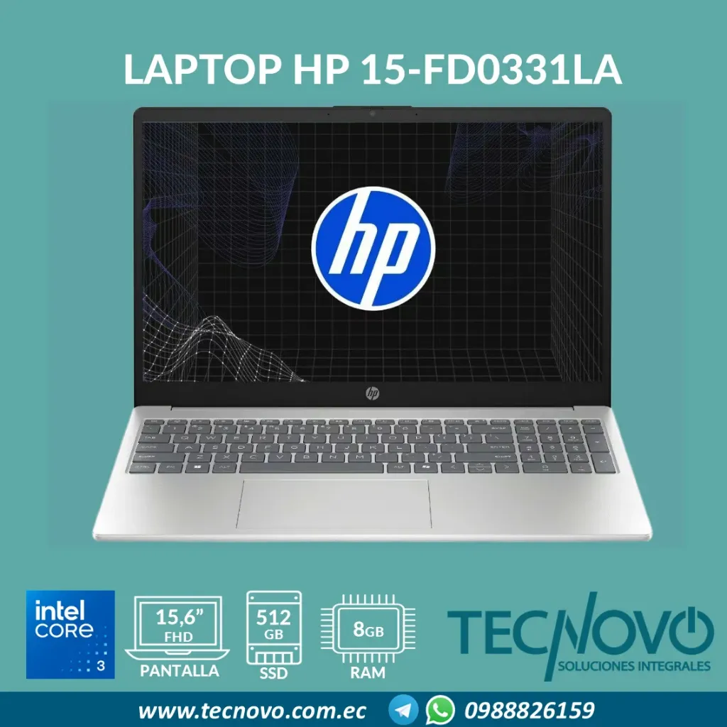 Laptop HP 15-fd0331la Intel Core 3 100U 8GB 512GB SSD 15.6" FHD
