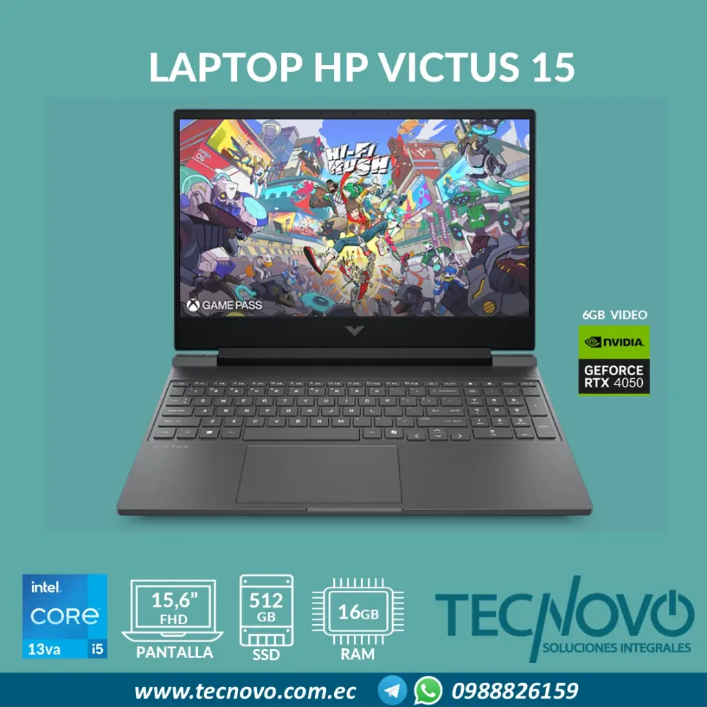 Laptop HP Victus 15-fa2013la Intel Core I5-13420H 16GB 512GB-SSD RTX4050-6GB 15.6" FHD