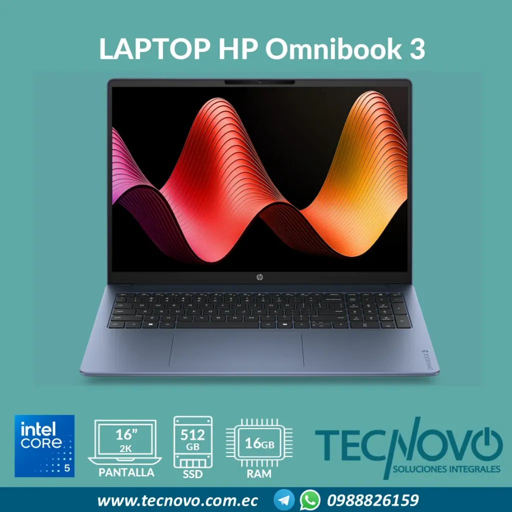 Laptop HP Omnibook 3 16-bu0055la Intel Core 5 120U 16GB 512GB 16" 2K
