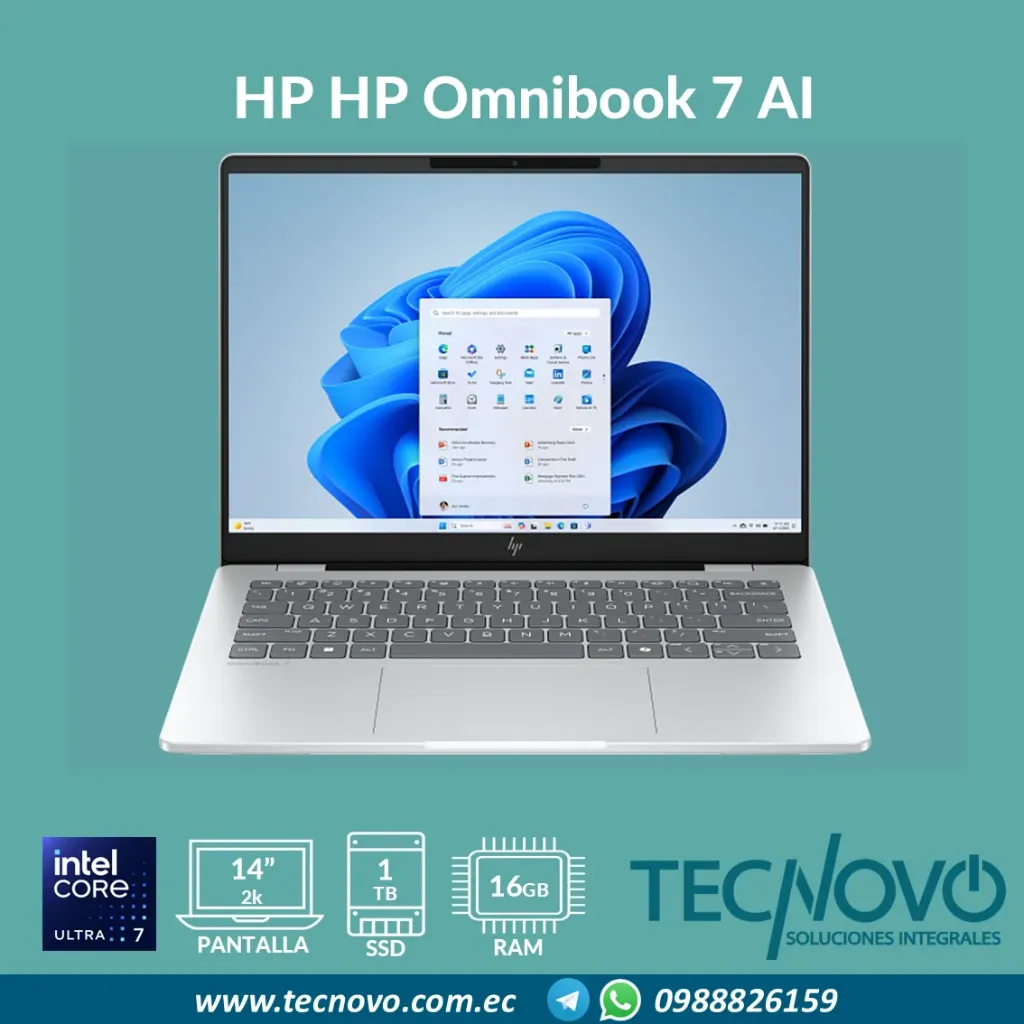 Laptop HP Omnibook 7 AI 14-fr0070la Intel Core Ultra 7 255U 16GB 1TB 14" 2K