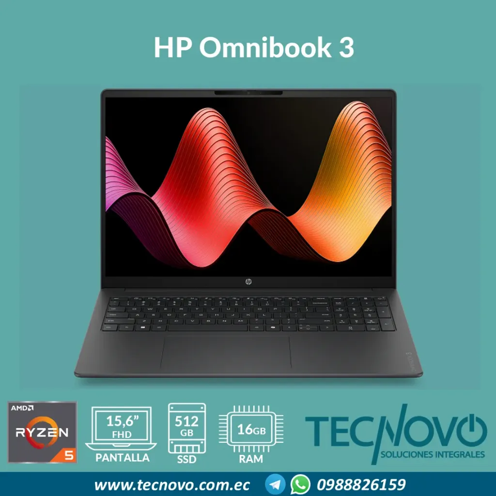 Laptop HP Omnibook 3 AMD Ryzen 5 7520U 16GB 512GB 16" 2K