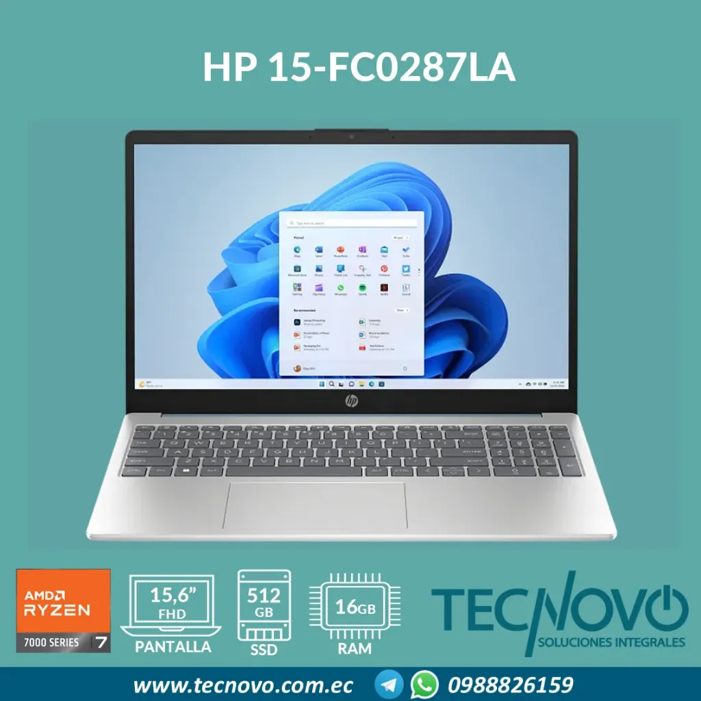 Laptop HP 15-FC0287LA AMD Ryzen 7 7730U 16GB 512GB SSD 15.6" FHD
