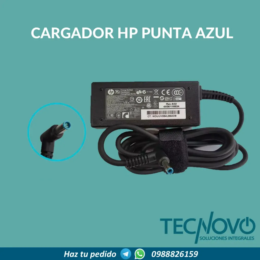 Cargador laptop HP 19.5V 2.31A 45W  PUNTA AZUL ORIGINAL