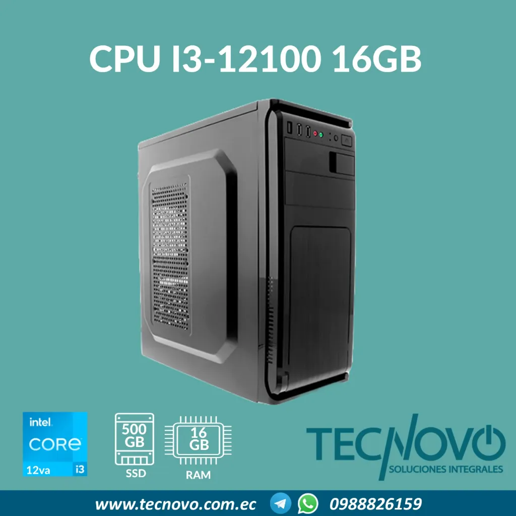 Computador CPU Intel Core I3-12100 16GB 500GB-SSD HDMI FREEDOS