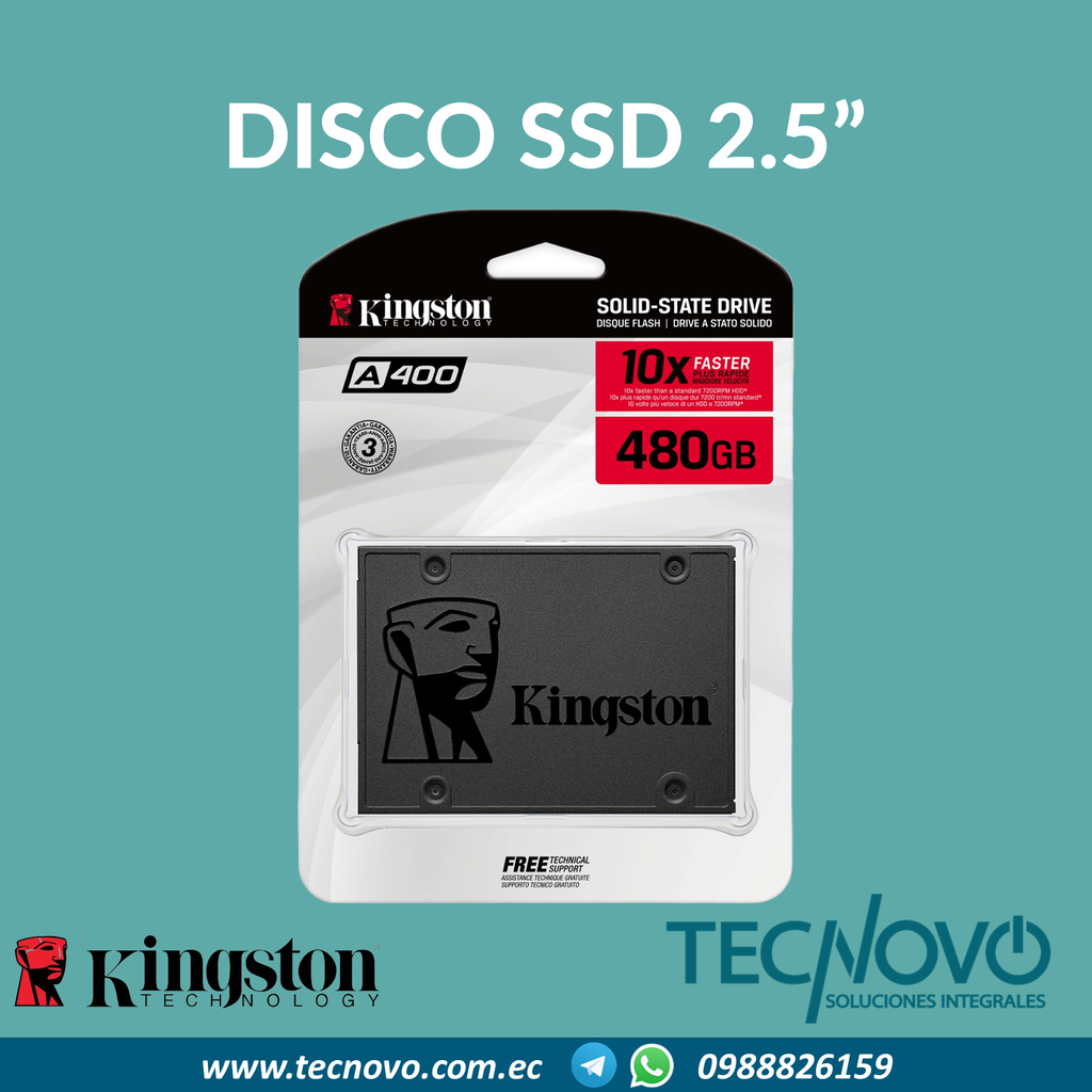 Disco SSD KINGSTON A400 480GB Interno SATA 2.5"