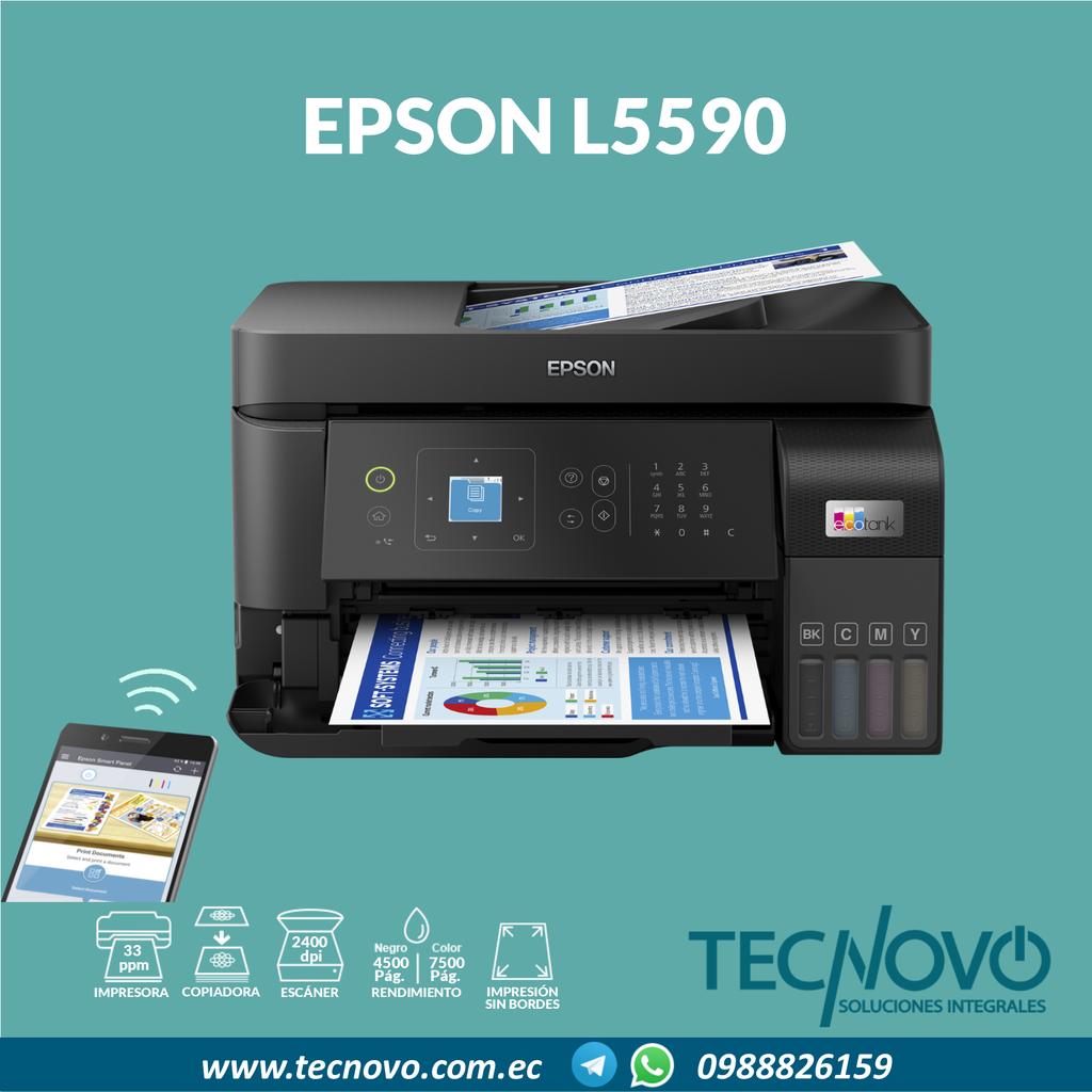 Impresora EPSON L5590 Multifunción Color WIFI FAX ETHERNET LCD