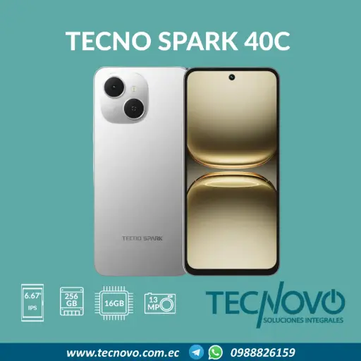 Celular TECNO Spark 40C 16GB (8GB+8GB) / 256GB
