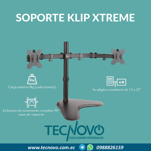 Soporte de monitor KLIP XTREME KPM-311 dual con base