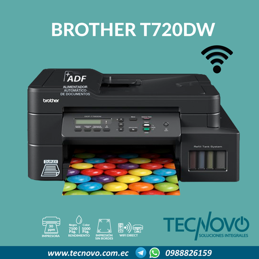 Impresora BROTHER T720DW Multifunción Color WIFI ADF DUPLEX A4