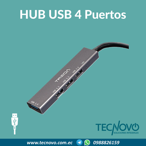 HUB TREQA USB a 4 puertos 3.0