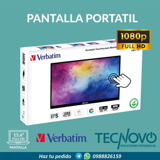Pantalla Portátil Verbatim PMT-15 15.6" FHD TÁCTIL