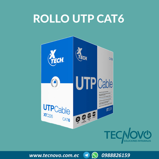 Rollo de cable UTP XTECH CAT6 305 metros