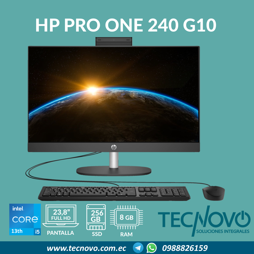 Computador AIO HP ProOne 240 G10 I5-1335U 8GB 256GB SSD 23.8" FHD