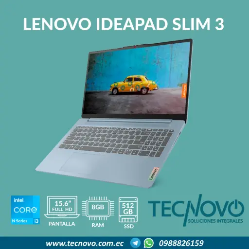 Laptop LENOVO Ideapad Slim 3 15IAN Intel Core I3-N305 8GB(DDR5) 512GB SSD 15.6" FHD