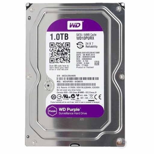 Disco duro WESTERN DIGITAL SATA Purple 1TB 
