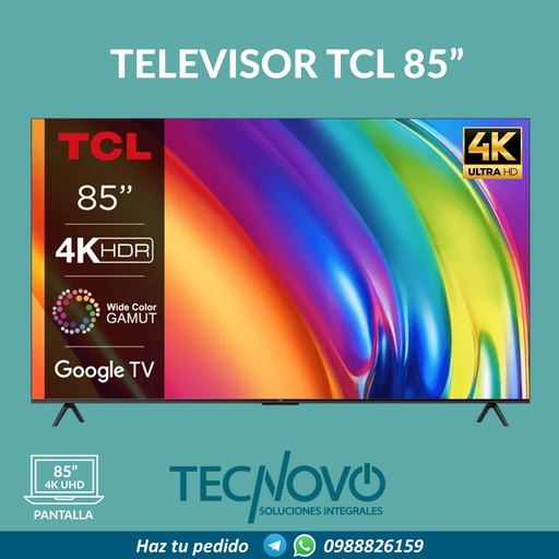Televisor TCL 4K UHD GOOGLE TV 85"